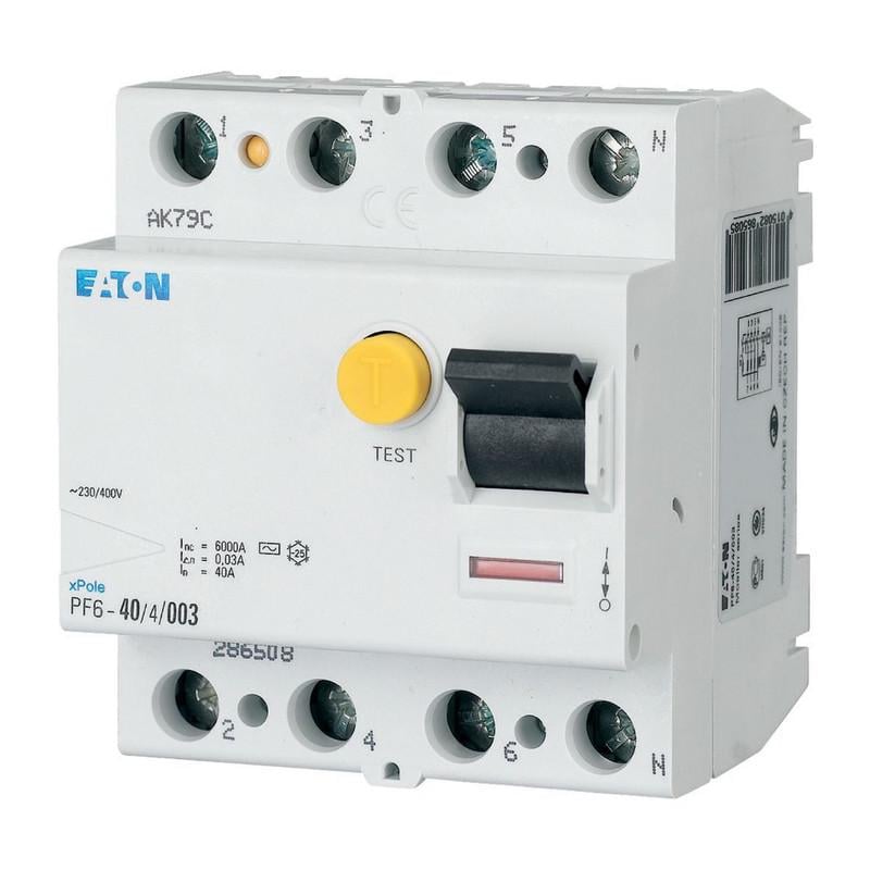 Устройство защитного отключения Eaton PF6 4P 40А 30мА тип AC (286508)
