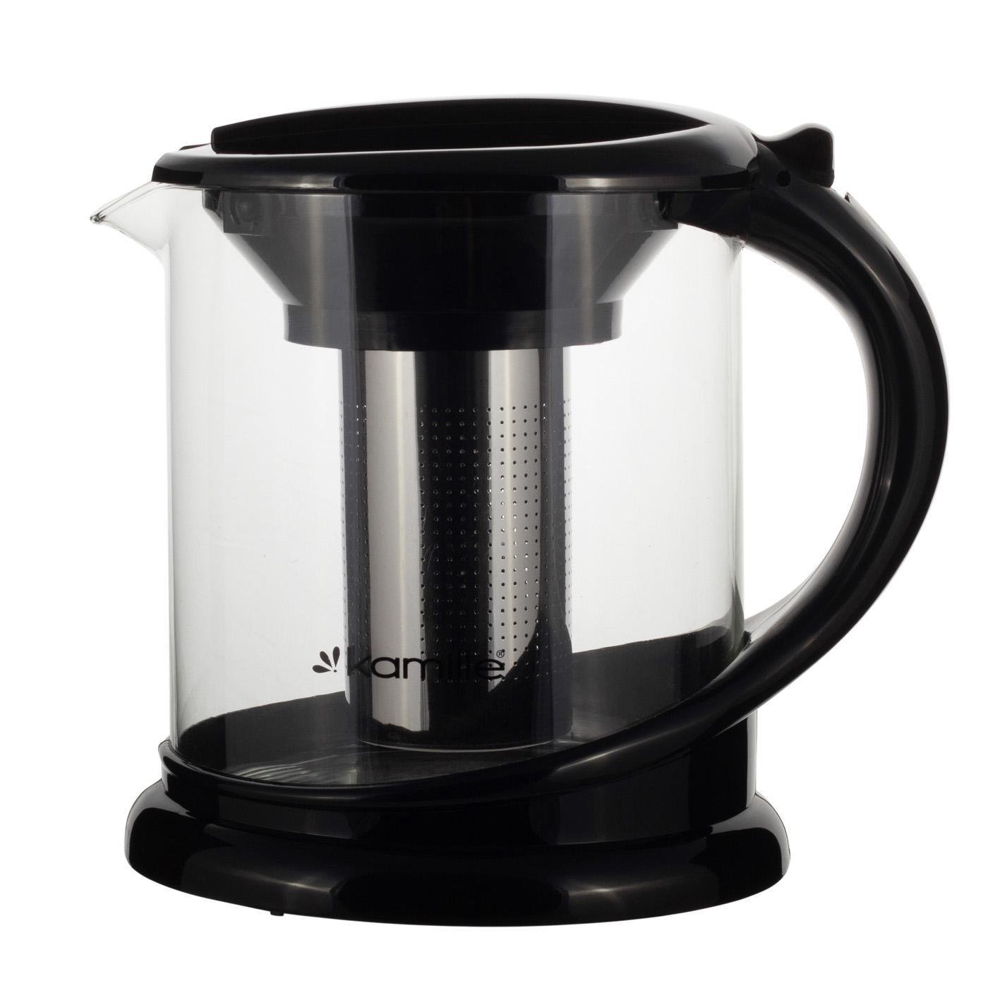 Заварочный чайник со съемным ситечком Kamille KM-0781L из нержавеющей стали и термостойкого стекла 1500 мл Прозрачный (150-84-0781L) - фото 2