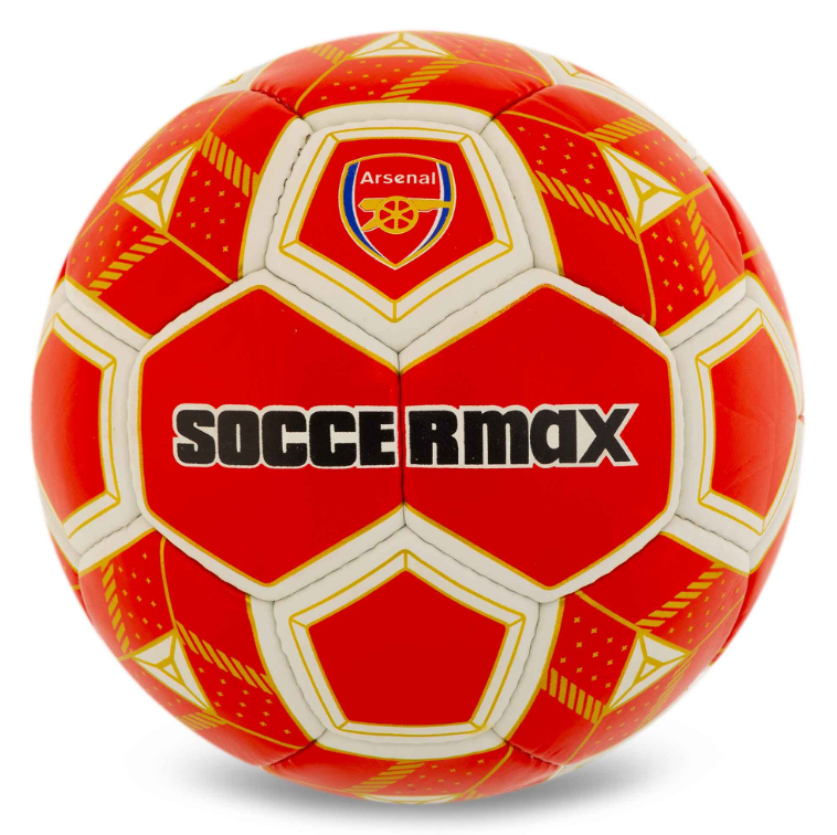 Мяч футбольный SOCCERMAX ARSENAL FB-0047-810 №5 PU Гриппи сшит вручную (29655062)