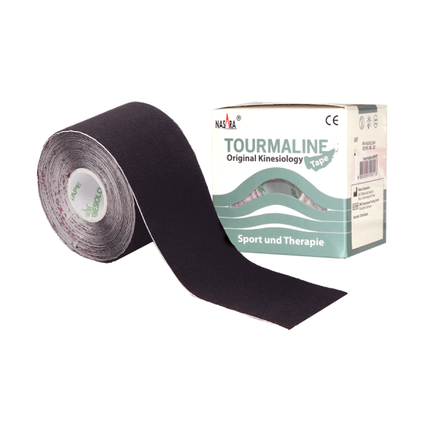 Кинезио тейп с турмалином Nasara 5 см х 5 м Черный (NT-03)