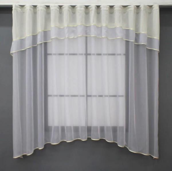 Тюль арка на кухню 290х170 см Светло-серый/Молочный (036к)