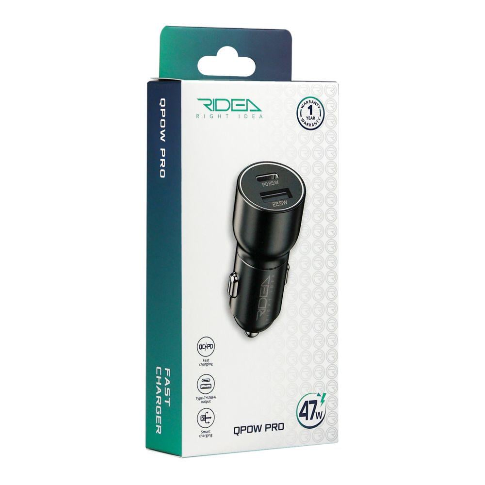 Зарядний пристрій автомобільний Ridea RCC-47110 QPow Pro 1USB/1USB-C PD/QC 47,5W (27892944)