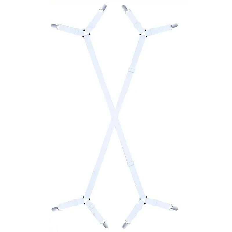 Держатели для простыни на резинке 1 лямка/4 зажима 2 шт. Белый