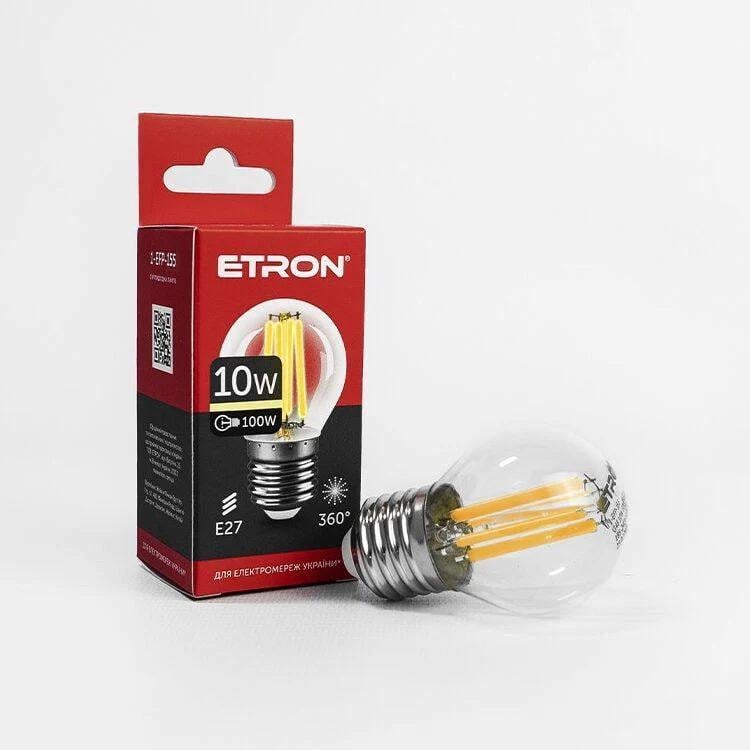 LED-лампа філаментна ETRON прозора G45 10W E27 3000K Теплий білий (1-EFP-155)