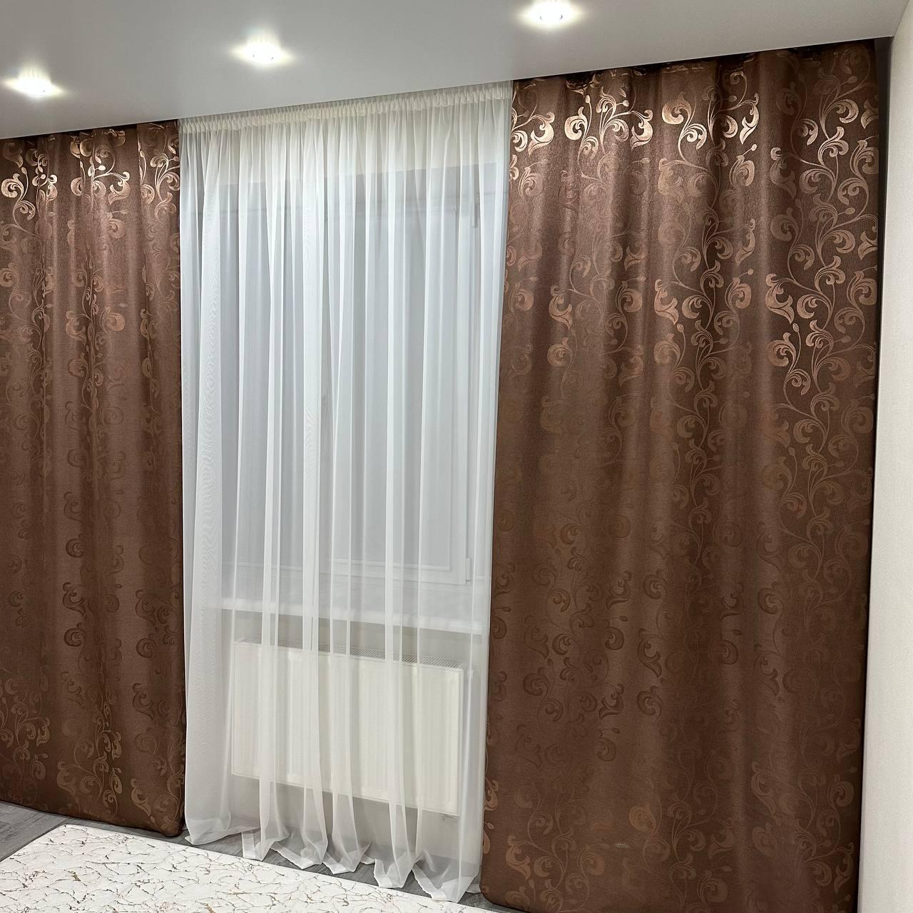 Штори Toscana жаккардові 1,5х2,7 м 2 шт. Шоколадний - фото 6 Штори Toscana жаккардові 1,5х2,7 м 2 шт. Шоколадний - фото 6