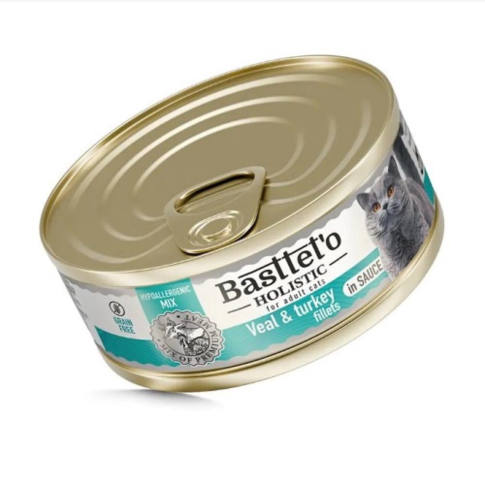 Корм для котів вологий Basttet`o філе індички та телятини в соусі 85 г (Бт0036)