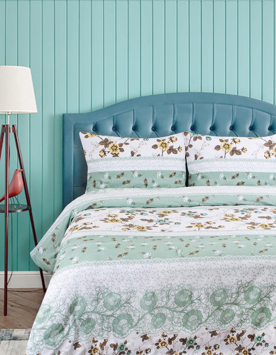 Комплект постільної білизни Lotus Chamomel ранфорс двоспальний Зелений (44803)