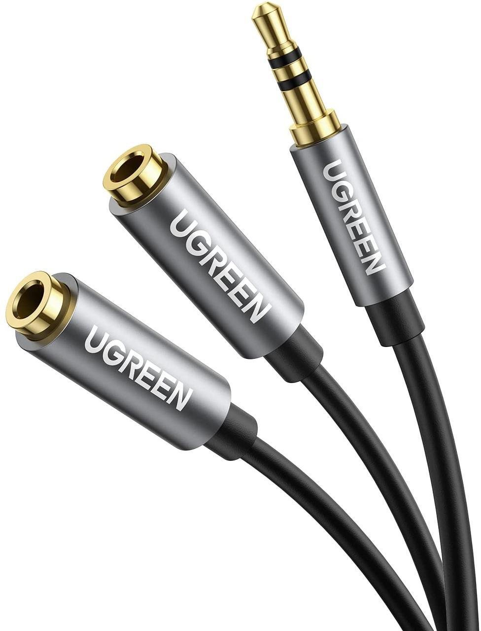 Кабель аудио UGREEN AUX стереосплиттер 3,5 mm 20 см Black (AV123)