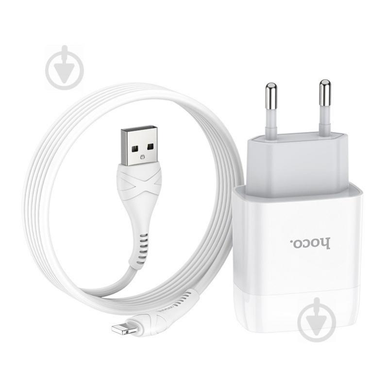 СЗУ Hoco C72A (1USB/2.1A) + Lightning (Білий) 1097361 - фото 2
