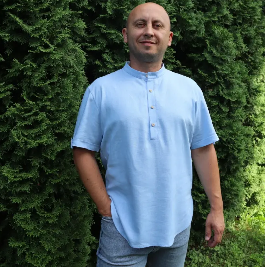 Рубашка мужская льняная M/L Голубой (0001843-M/L)