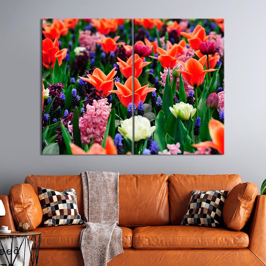 Картина цветы и растения Яркие весенние цветы 111x81 см (A1058-2)