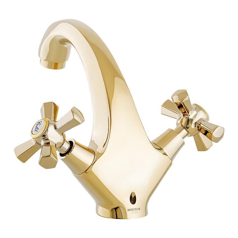 Смеситель для умывальника MIXXUS Premium Retro Gold-161 врезной низкий латунный Золотой (37463269) Смеситель для умывальника MIXXUS Premium Retro Gold-161 врезной низкий латунный Золотой (37463269)