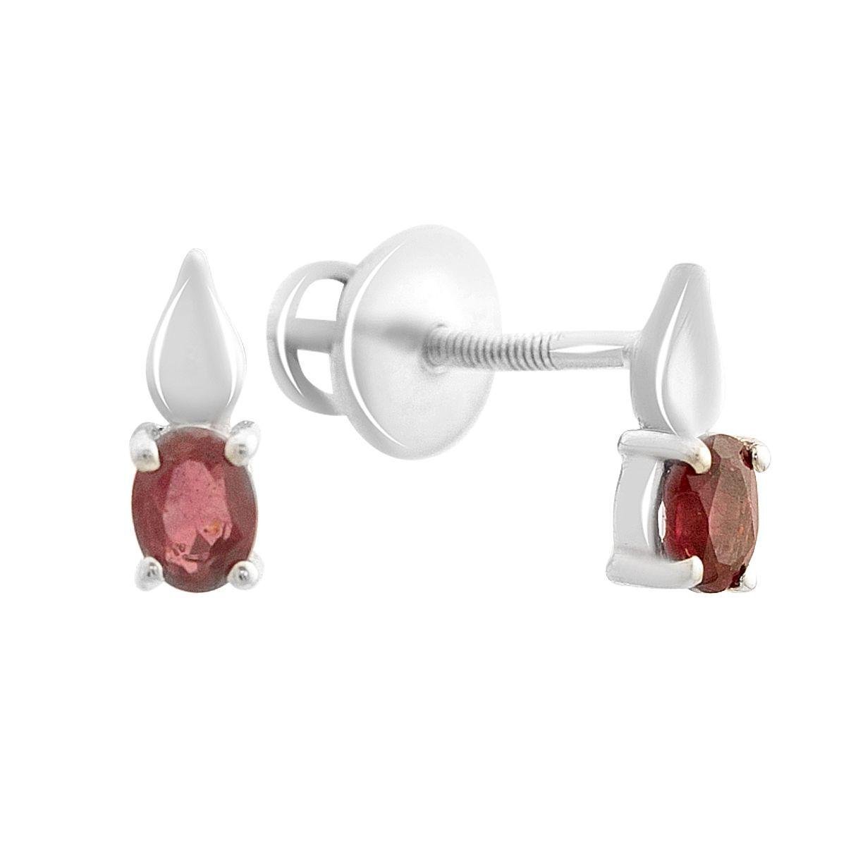 Сережки срібні з овальним рубіном