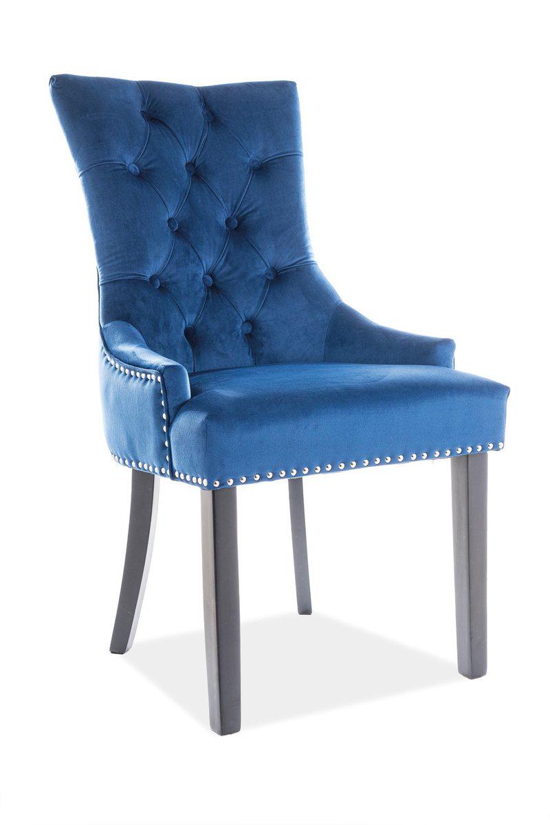 Стул кухонный Signal Edward VELVET 990х510х450 мм (мягкий для кухни/гостиной/офиса) Дерево/Ткань Бархат цвет Черный/Синий (EDWARDVCGR86)