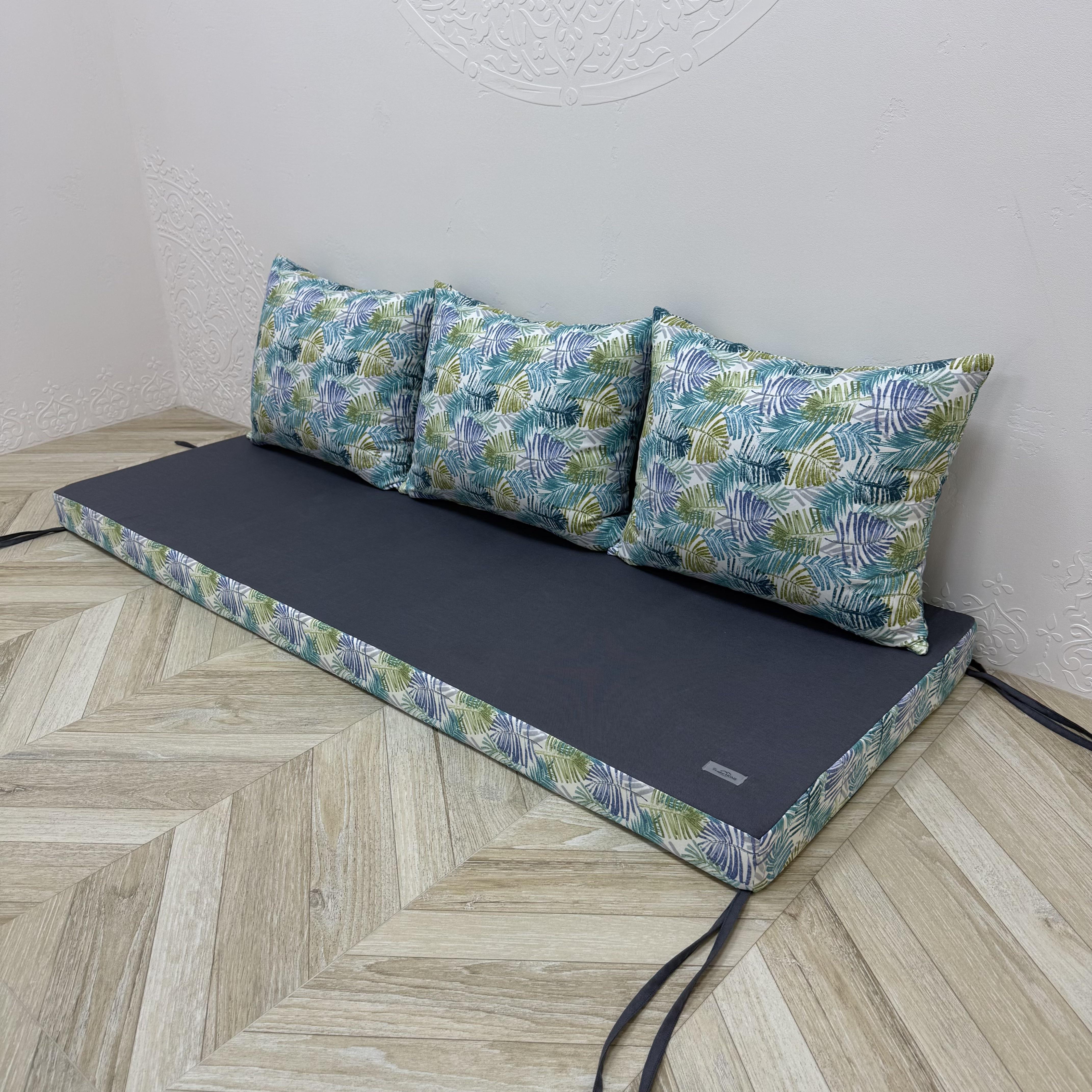 Комплект матрас с подушками Comfort Home Branches на поддоны/качели/каркасы/садовая мебель панама 160х60х40х10 см