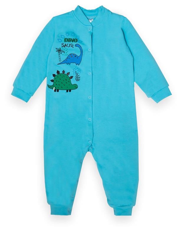 Комбинезон детский хлопковый для мальчика Gabbi КВ-22-2-32 Dino 80 см Бирюзовый (13315)