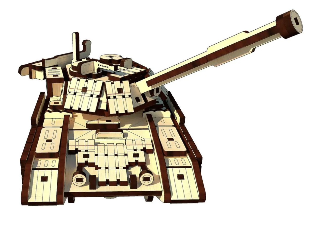 Пазл механічний з дерева Pazly 3D Український бойовий Танк Т-64 БВ 208 деталей - фото 3 Пазл механічний з дерева Pazly 3D Український бойовий Танк Т-64 БВ 208 деталей - фото 3