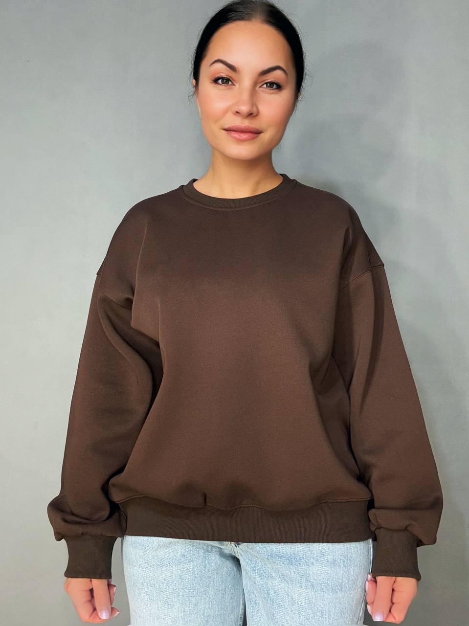 Світшот жіночий A-N 30070-1 базовий однотонний OS Коричневий (6088)