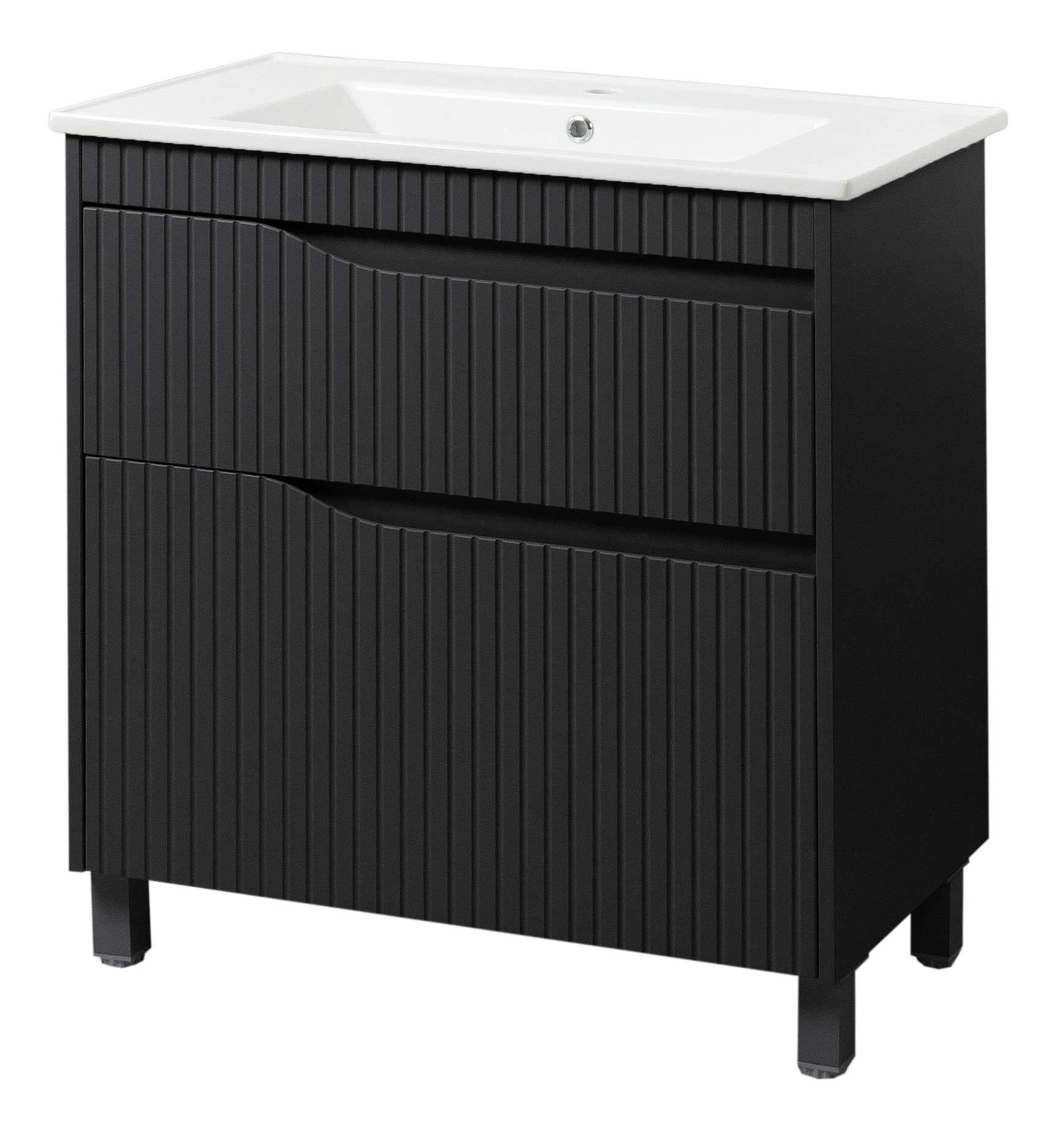 Тумба ЮВВИС Florence ТНБ-2 Д с умывальником Vesta 80 см Антрацит матовый (UVV126)