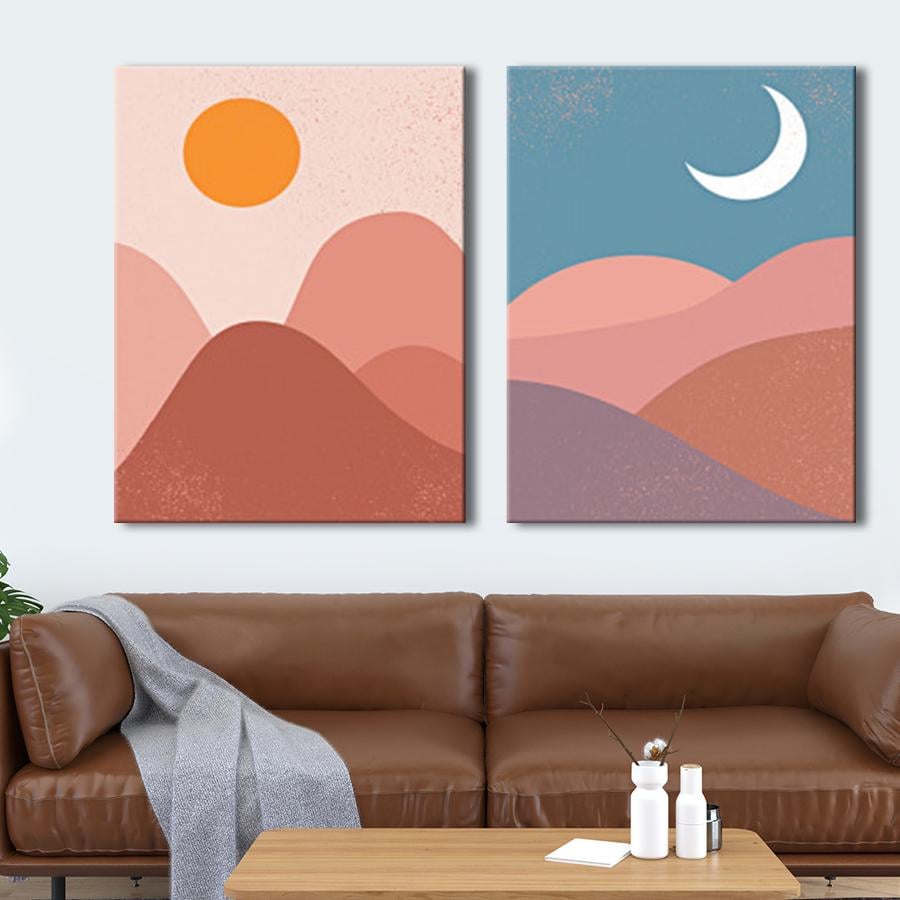 Модульная картина на холсте диптих День и ночь пустыни 123x80 см (MK21246)