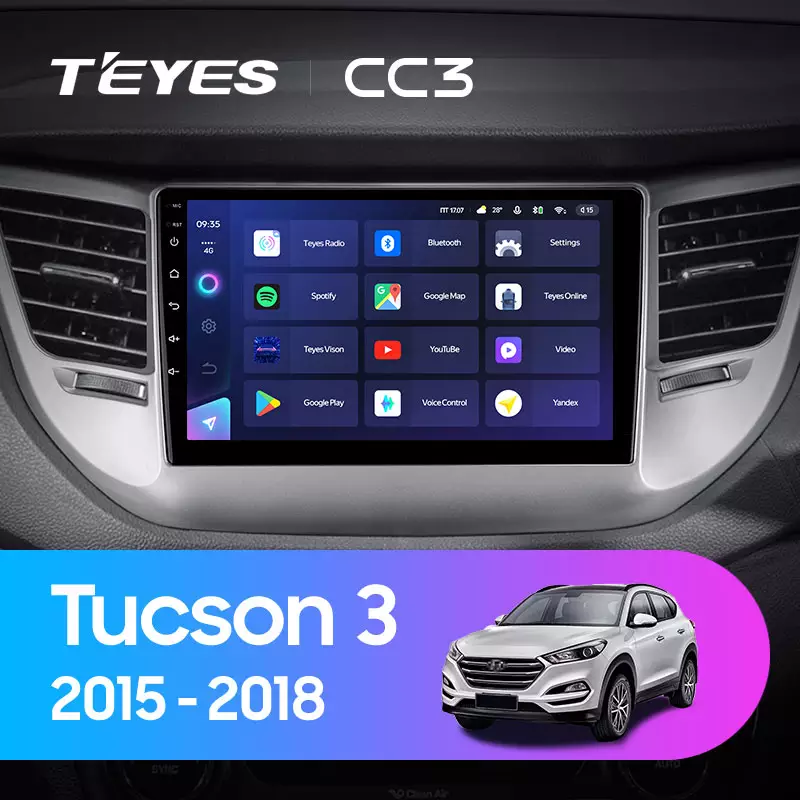 Автомагнітола штатна Teyes CC3 для Hyundai Tucson 3 2015-2018 Android 6/128 Гб з круговим оглядом 360° варіант B (1659619262) - фото 3