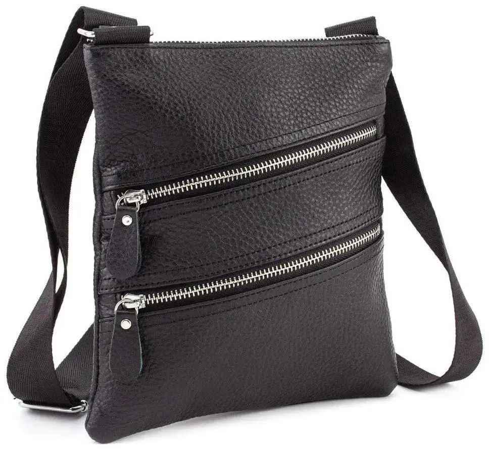 Сумка-месенджер шкіряна TIDING BAG Чорний