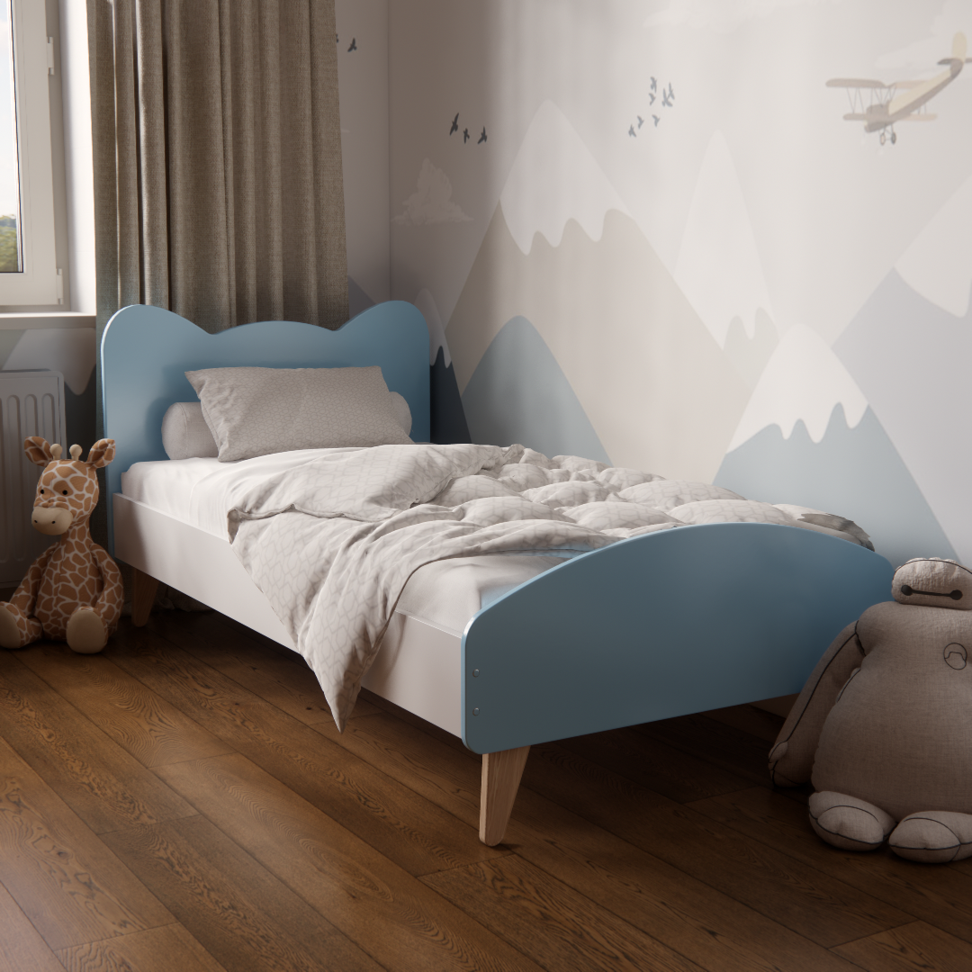 Кроватка детская Котик для детей 3-10 лет для мальчиков 160х80 см Голубой - фото 1