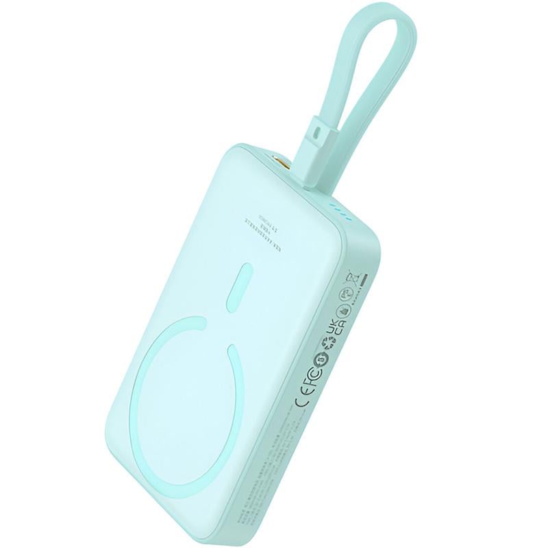 Повербанк BASEUS Magnetic Mini Wireless Fast Charge iP Edition 10000 mAh 20W with MagSafe Peppermint Blue (P10022109333-00) - фото 4