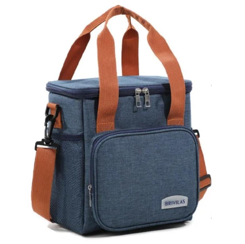 Сумка-холодильник на 2 отделения с ручкой через плечо 26х25х18 см 12 л Синий (172-1) - фото 1 Сумка-холодильник на 2 отделения с ручкой через плечо 26х25х18 см 12 л Синий (172-1) - фото 1