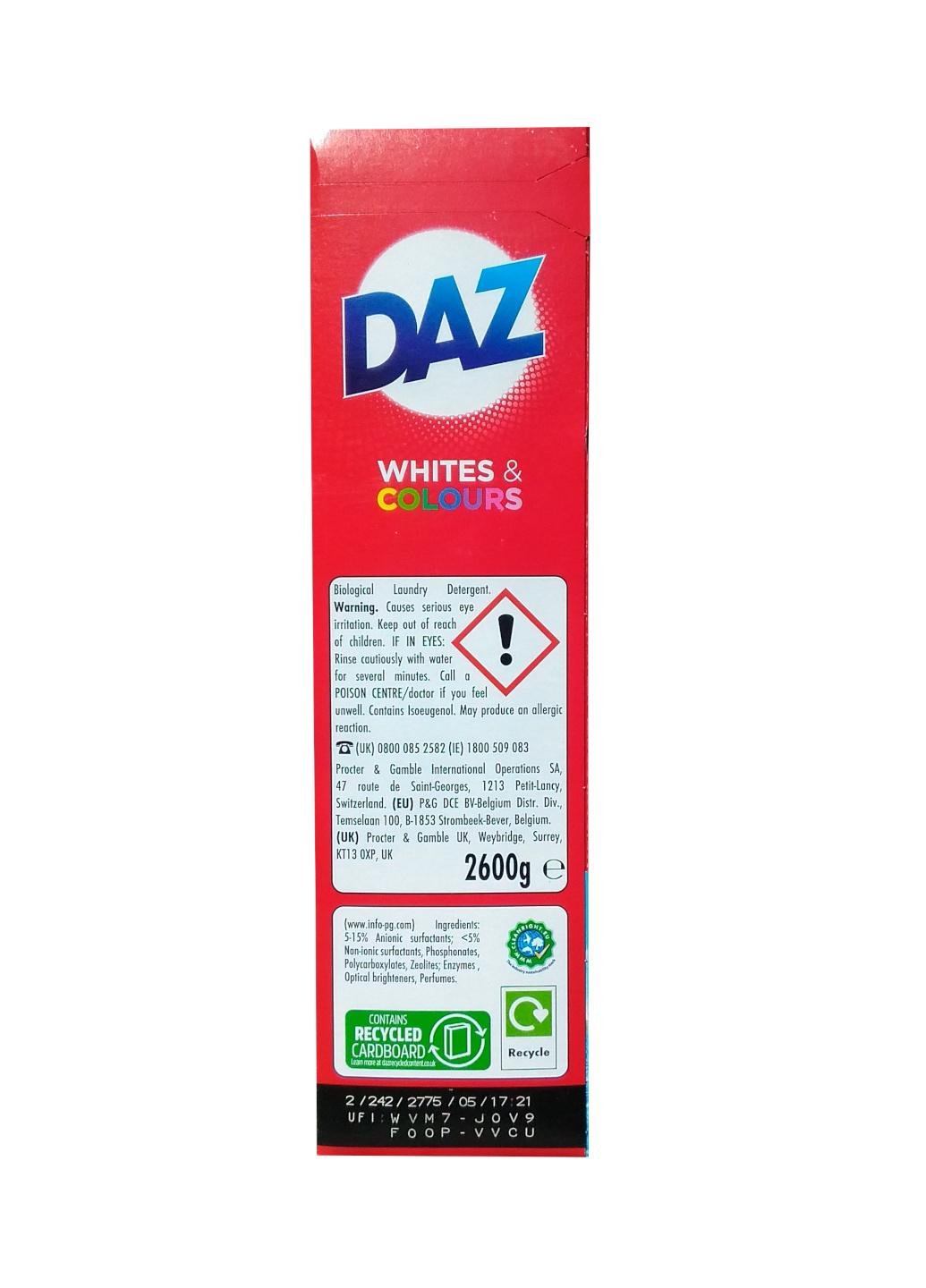 Стиральный порошок для всех типов тканей DAZ Whites&Colours 2,6 кг (12390780) - фото 5