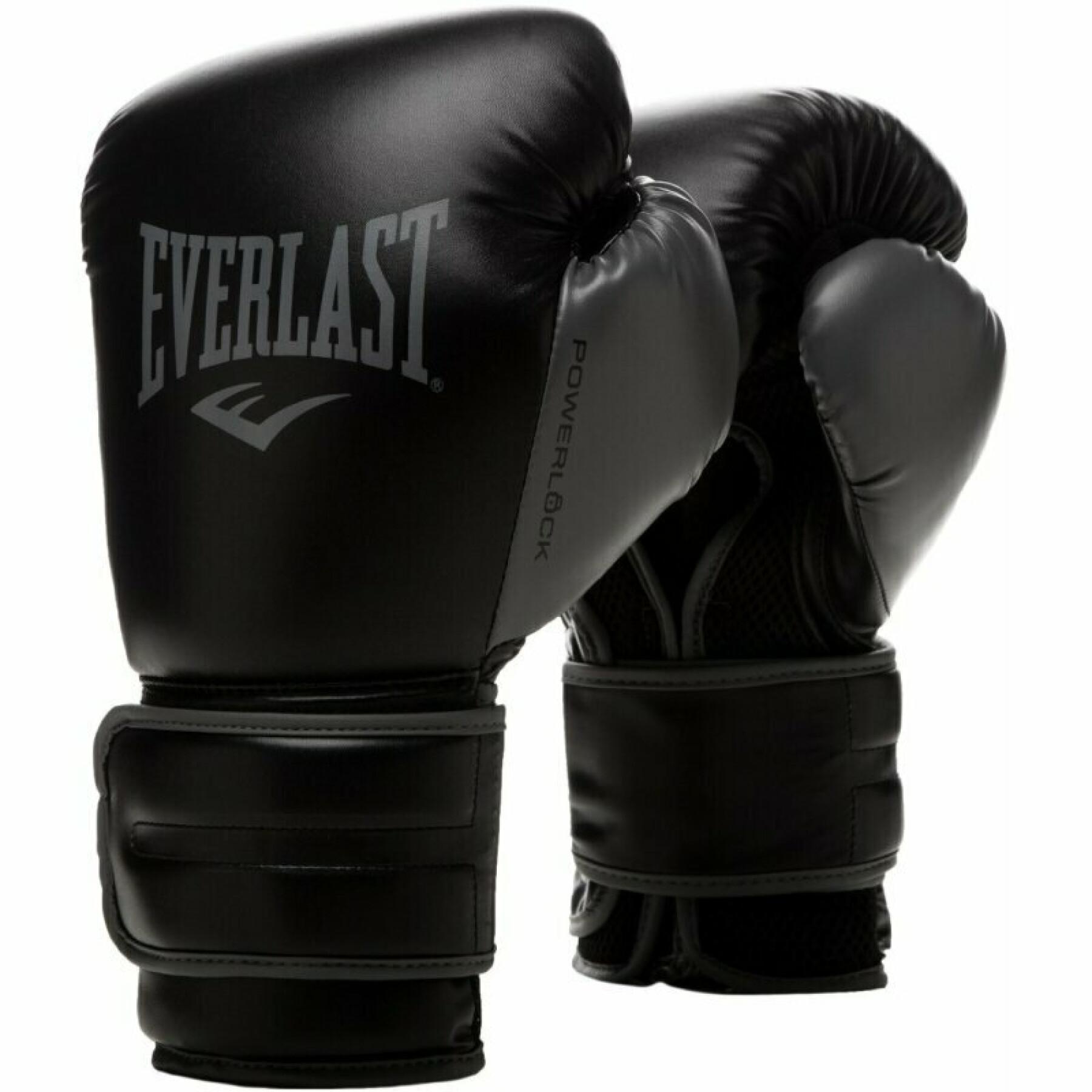 Боксерські рукавиці Everlast Powerlock TRAINING GLOVES 16 унцій Чорний/Сірий (00000028922)