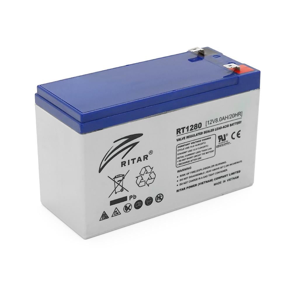 Батарея акумуляторна AGM RITAR RT1280 Gray Case 12V 8.0Ah
