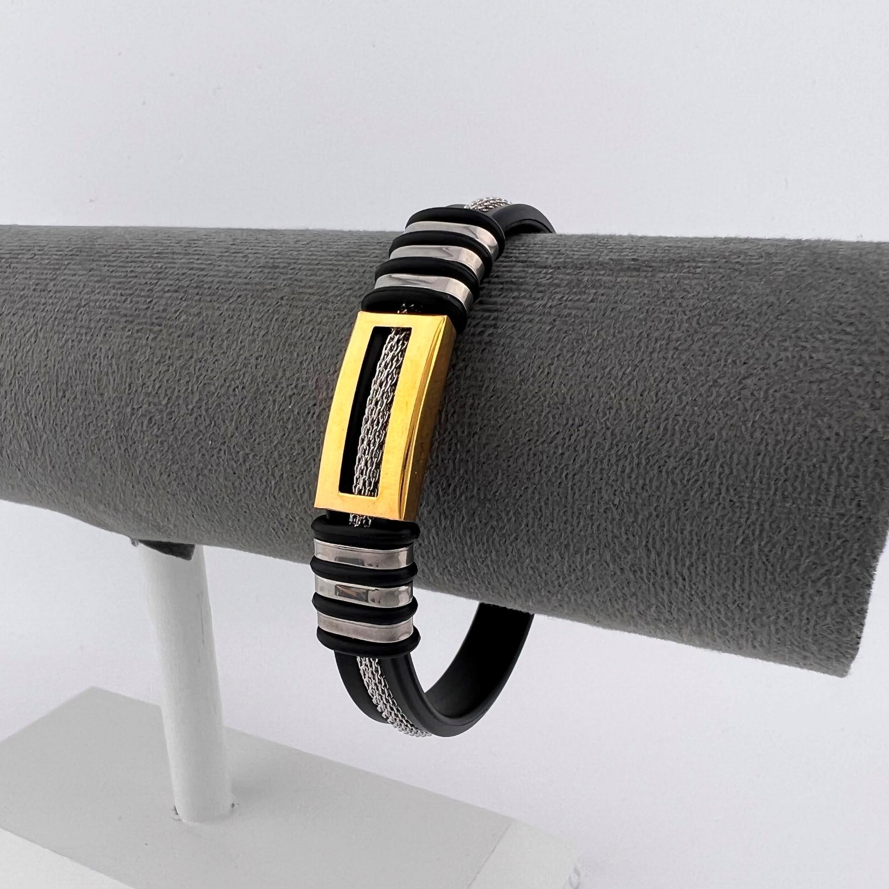 Браслет из медицинской стали на силиконовом ремешке 20 см (BSS-061)