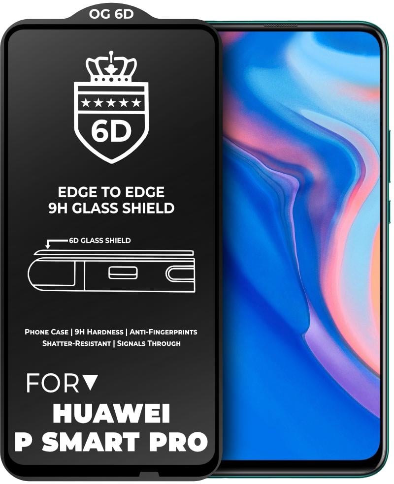 Защитное стекло 6D OG Crown для Huawei P Smart Pro Black (18989)