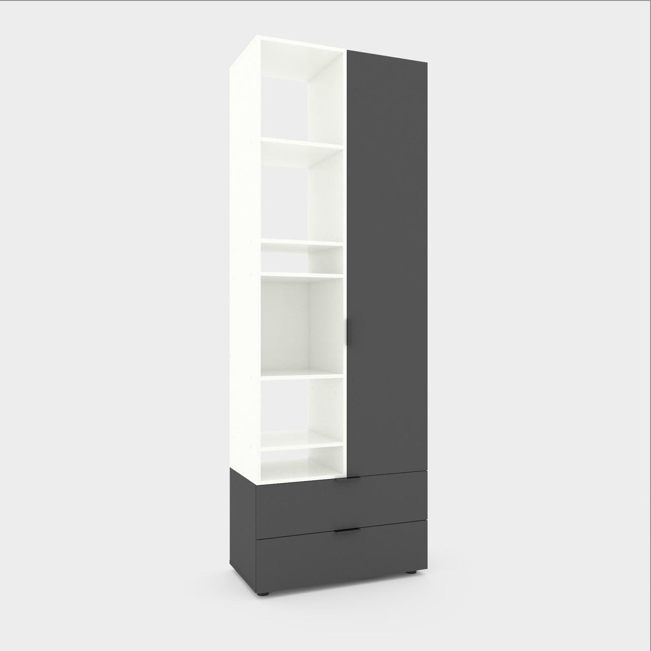 Шафа Metkas Home A001L ЛДСП 800x420x2300 мм Антрацитовий/Білий Сніг - фото 2 Шафа Metkas Home A001L ЛДСП 800x420x2300 мм Антрацитовий/Білий Сніг - фото 2