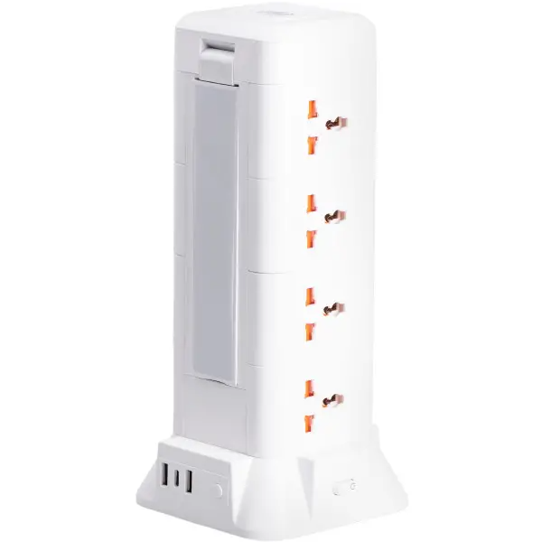 Фильтр-удлинитель сетевой TOWER 12 розеток LED-лампа 3USB+1PD 2,8 м Белый (HP-5-9MF)