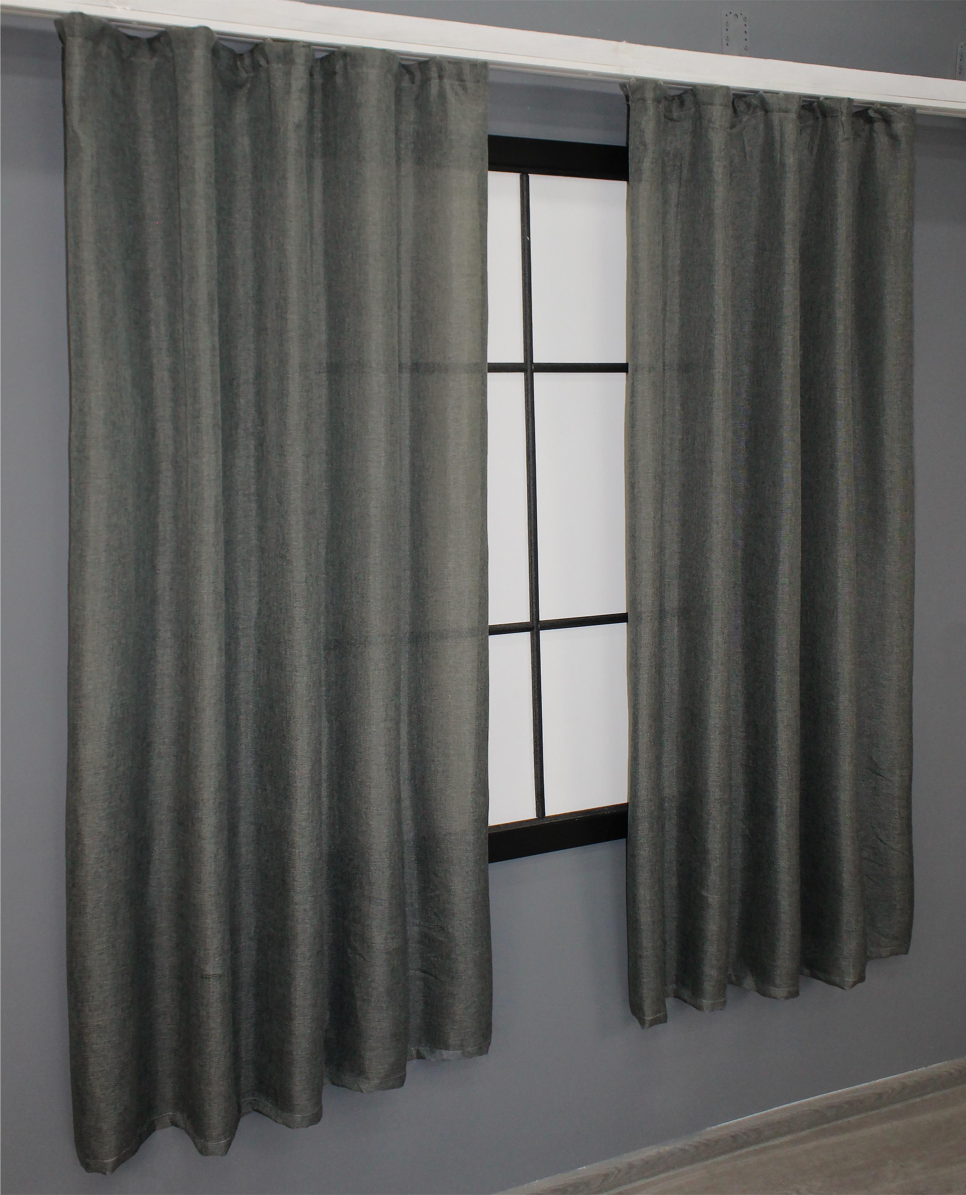 Комплект штор VR-Textil №1282ш лен/мешковина 130х170 см 2 шт. Серый (35-0084) - фото 3