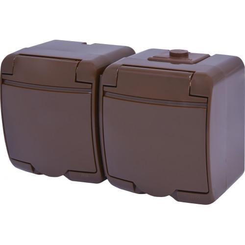 Розетка двойная ETI с крышкой Schuko RHE-2s-KR IP54 Коричневый (4668052) - фото 1 Розетка двойная ETI с крышкой Schuko RHE-2s-KR IP54 Коричневый (4668052) - фото 1