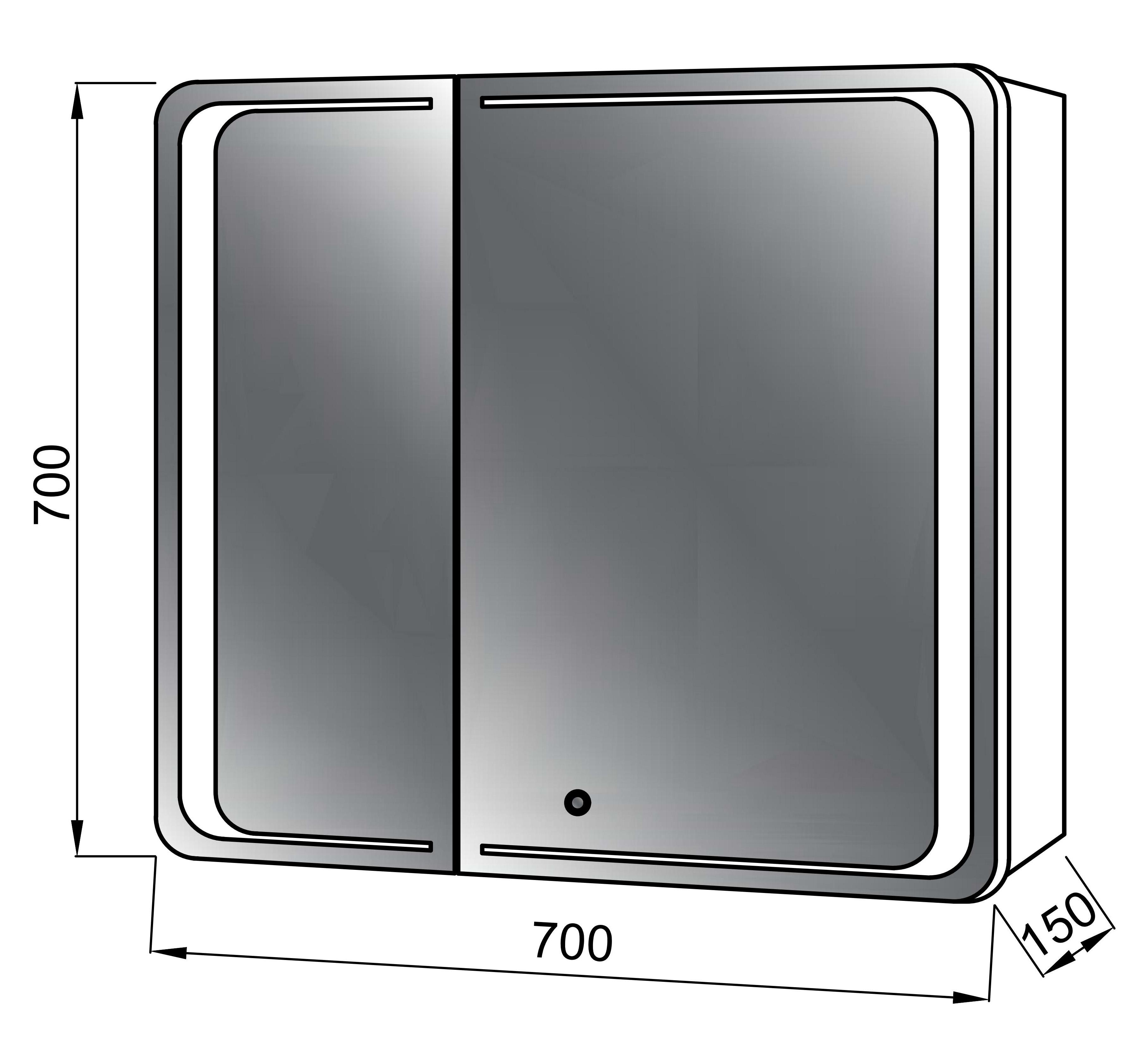 Шафа дзеркальна ЮВВІС VIVACE Z LED Touch Control 70 см Білий (UVV032) - фото 3