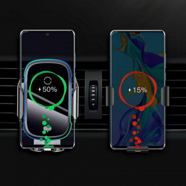 Універсальний автоутримувач BASEUS Auto Lock Light Electric Holder Wireless Charger | 15W (WXHW03-01) - фото 9