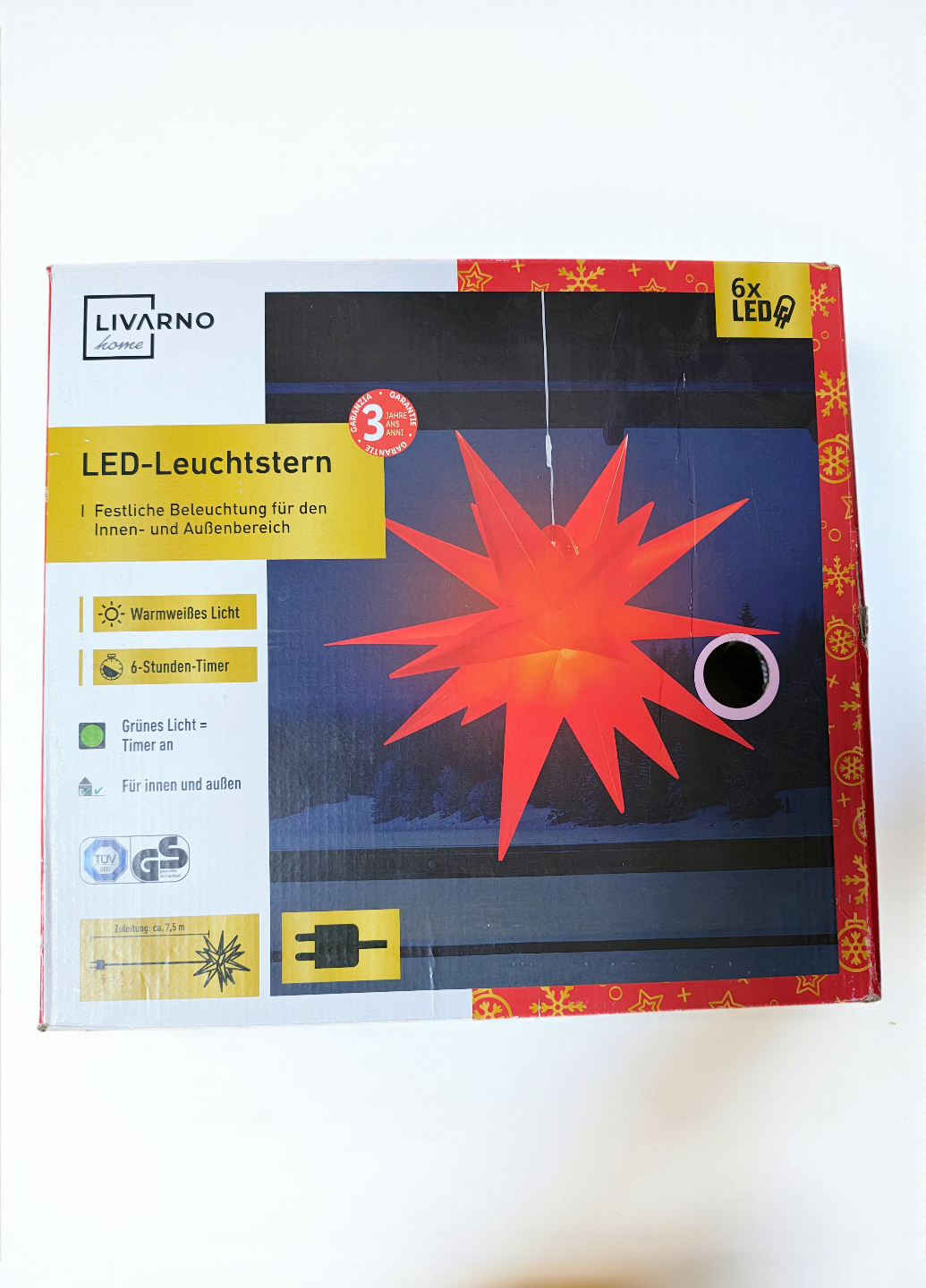 Рождественская звезда Livarno Home Christmas Star 6 Led 57x48x44 см Красный (7956) - фото 11