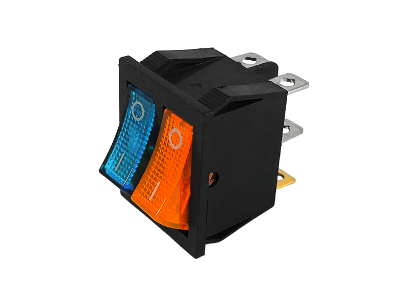 Переключатель двойной с подсветкой Lemanso LSW04 KCD2-2101N ON-OFF Сине-желтый (6747)