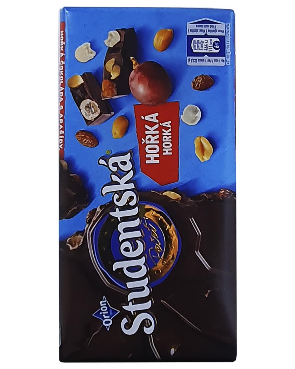 Шоколад Studentska Horka черный с арахисом изюмом и желе 180 г (52346)