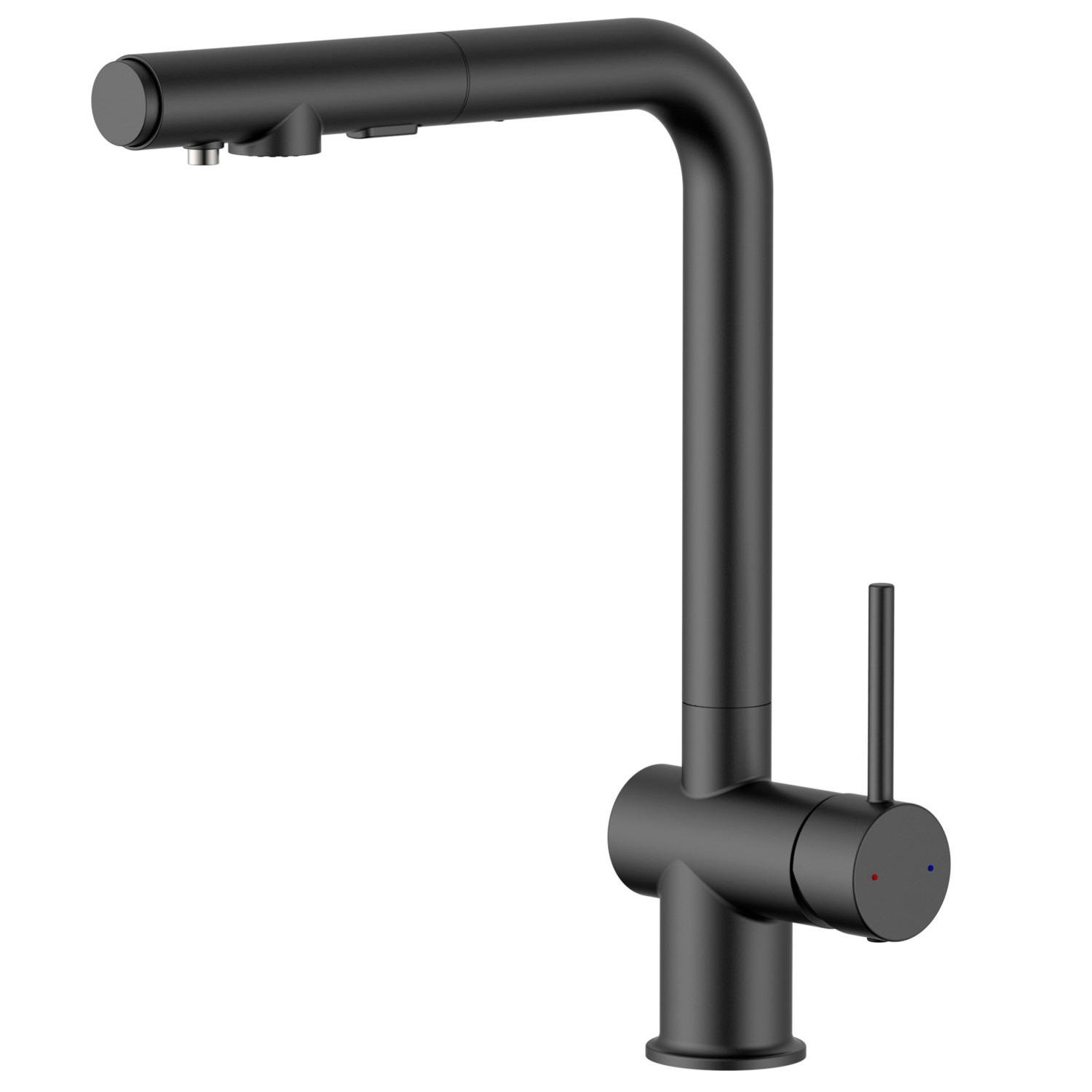 Смеситель для кухни Q-tap Rozcesti QTROZ367BLM45943 на две воды Черный (233674)