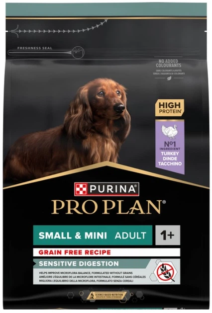 Корм сухой Purina Pro Plan Small & Mini 1+ Sensitive Digestion для взрослых собак малых пород с чувствительным пищеварением с индейкой 2,5 кг