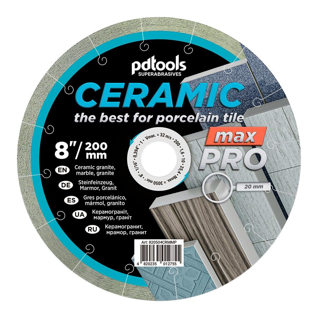 Круг алмазный отрезной PDTools 1A1R 200 CERAMIC MAX PRO для стационарного оборудования (37772303)