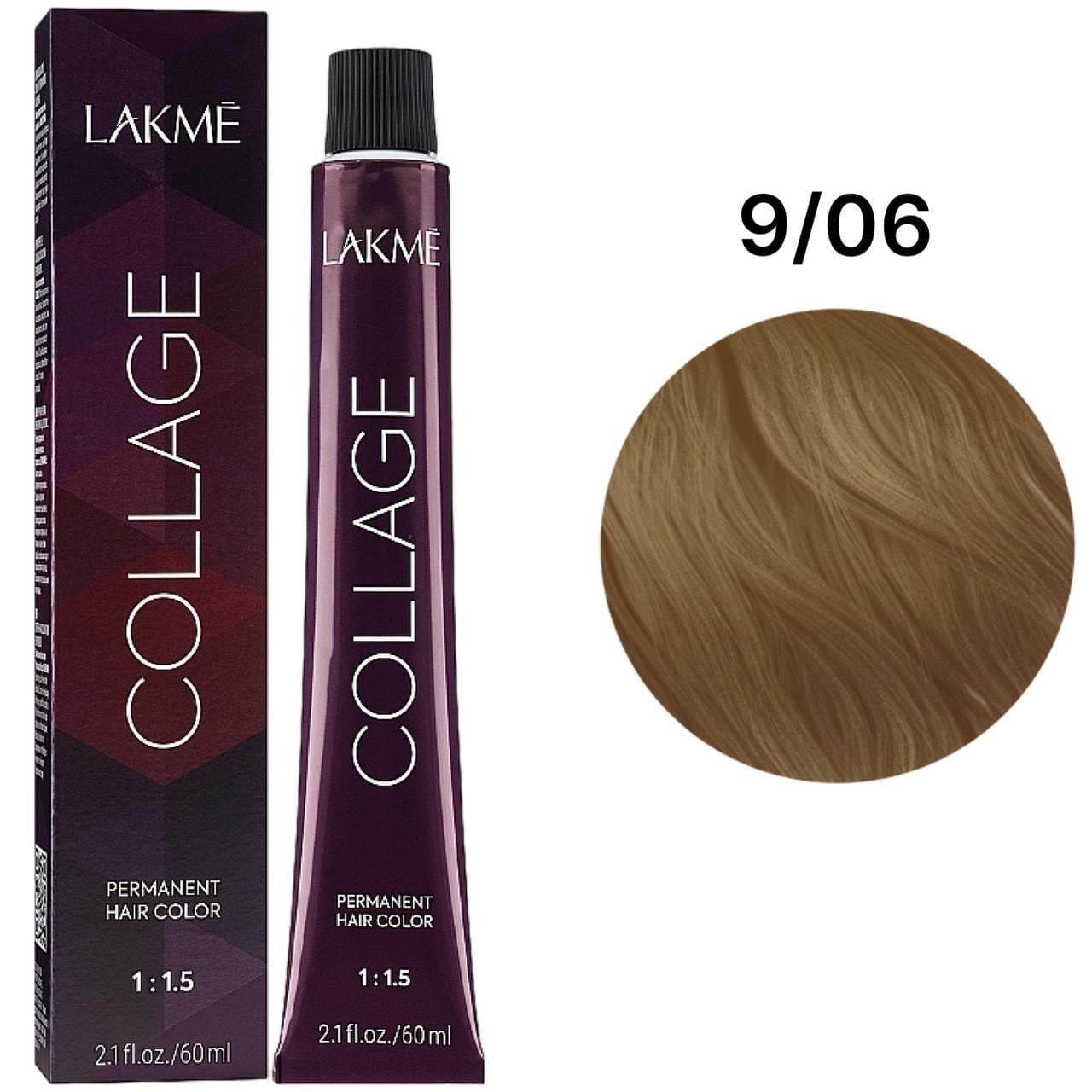 Краска для волос стойка Lakme Collage Creme Hair Color 9/06 Очень светлый натуральный блондин 60 мл