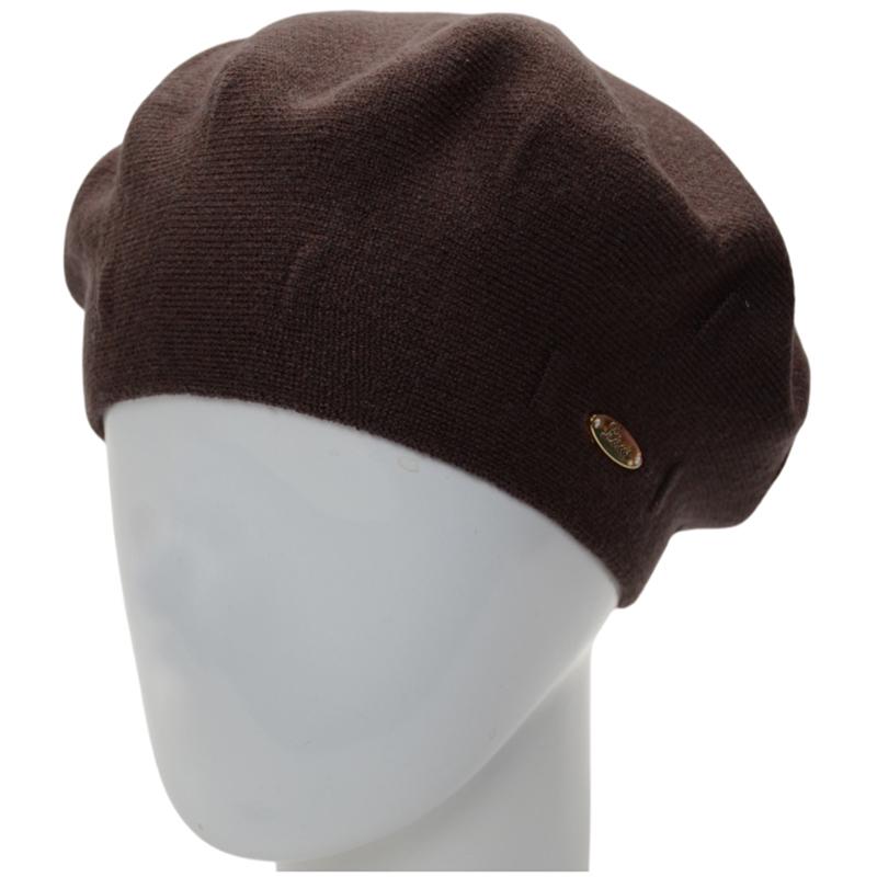Берет женский двойной из вискозы Lirus Дейзи с узором Шоколадный