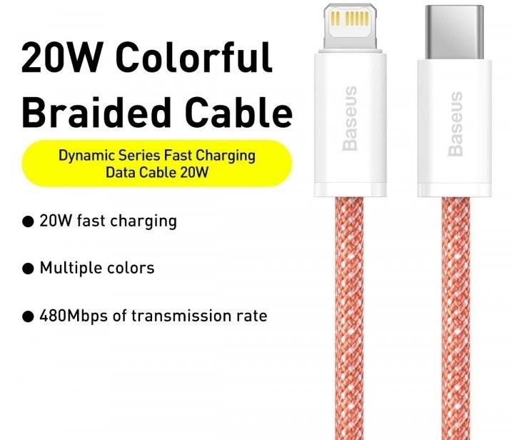 Кабель для айфону BASEUS Dynamic Series Fast Charging Data Cable Type-C to Lightning 20W 1 м Orange (546789) - фото 6