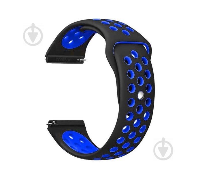 Ремешок BeWatch для Samsung Galaxy Watch 3 41 mm силиконовый перфорированный 20мм Черно-синий (1010118)